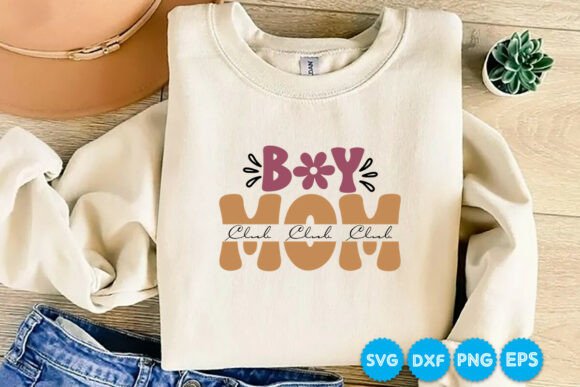 Boy Mom Club Retro SVG: Graphics for Crafts