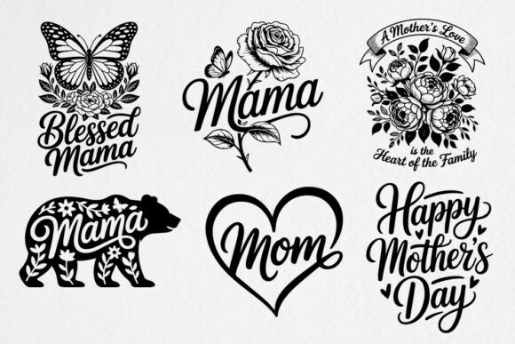 Mama Mom Quotes SVG Bundle: Graphics for Crafts