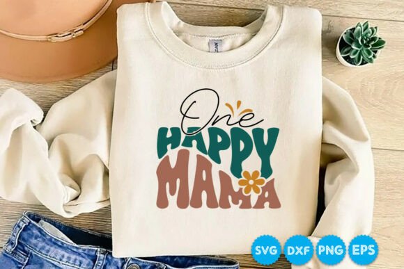 One Happy Mama Retro SVG: Graphics for Crafts