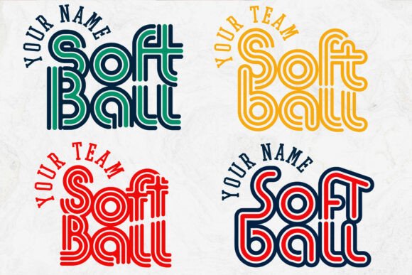 Retro Softball Team Template Svg: Graphics for Crafts